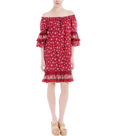 Max Studio London Womens Textured Ruffle Flowers Sheath Dress - L