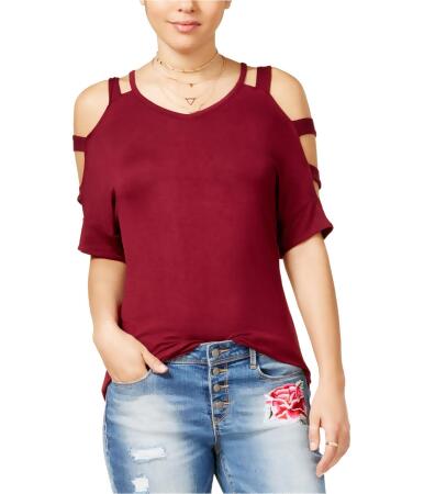 Hippie Rose Womens Caged Shoulders Basic T-Shirt - M
