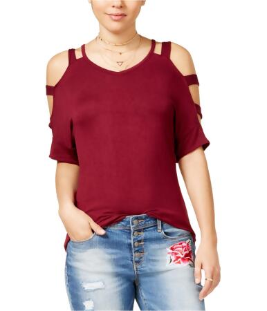 Hippie Rose Womens Caged Shoulders Basic T-Shirt - XL