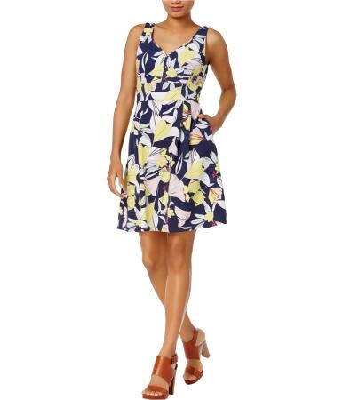 Maison Jules Womens Printed Fit Flare Dress - L