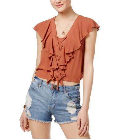 American Rag Womens Ruffled Knit Blouse - M