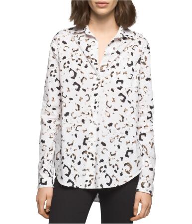 Calvin Klein Womens Printed Button Up Shirt - L