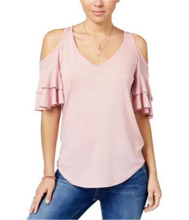 Almost Famous Womens Ruffle Knit Blouse - M