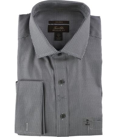 Tasso Elba Mens Houndsooth Button Up Dress Shirt - 15 1/2