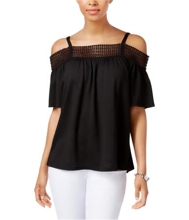 Cable Gauge Womens Crochet Cold-Shoulder Pullover Blouse - M