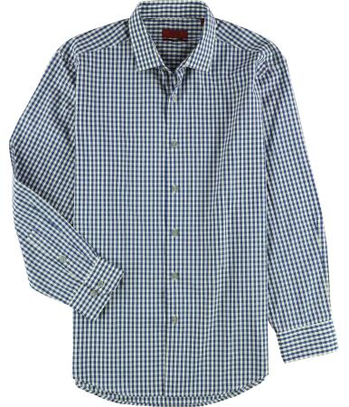 Alfani Mens Gingham Button Up Dress Shirt - 16