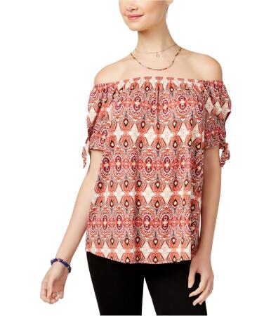 Hippie Rose Womens Tie-Sleeve Pullover Blouse - M