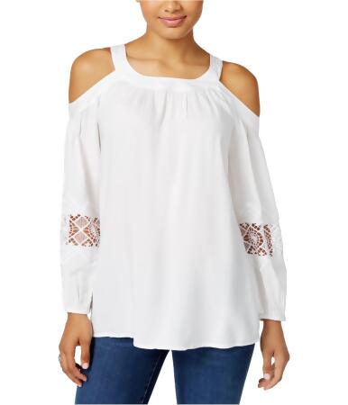 Style Co. Womens Keyhole Cold-Shoulder Pullover Blouse - M