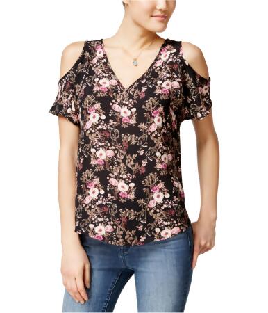 Hippie Rose Womens Cold-Shoulder Printed Pullover Blouse - M