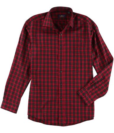 Club Room Mens Classic Wrinkle Resistant Plaid Button Up Dress Shirt - 16
