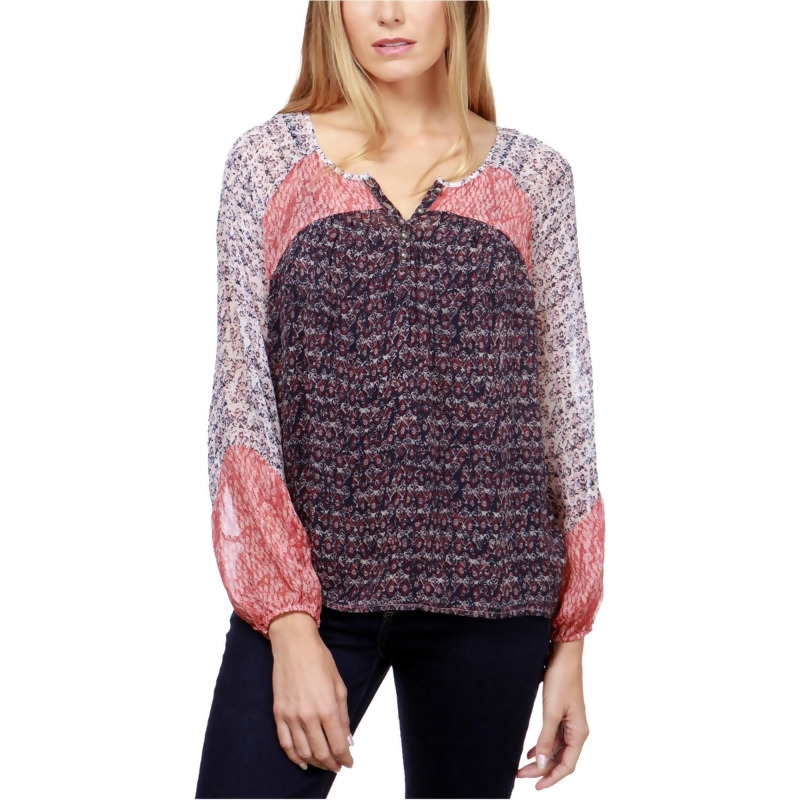 lucky brand printed peasant top