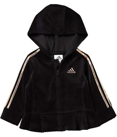 Adidas Girls Velour Pleated Hoodie Track Jacket Sweatshirt, Style # AG4418-A alternate image