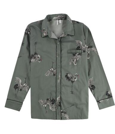 Nordstrom Mens Crane Pattern Button Down Pajama Shirt, Style # 007565 alternate image