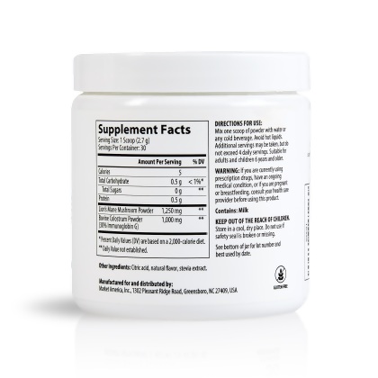 Prime Colostrum with Lion's Mane Product Label