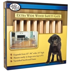 Four Paws Extra Wide Wood Safety Gate 53-96 W x 24 H - All