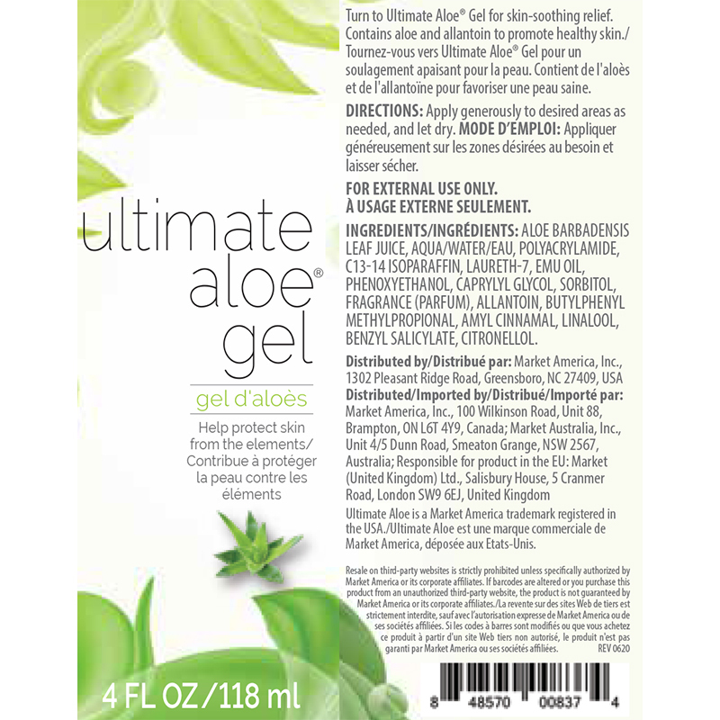 Ultimate Aloe Gel Product Label. See Product Label Details section further below.