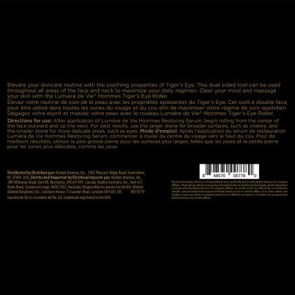 Lumière de Vie Hommes Tiger’s Eye Roller Product Label. See Product Label Details section further below.