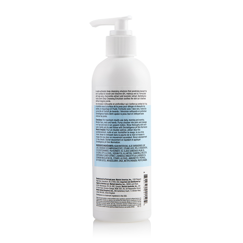 Skintelligence® Hydra Derm Deep Cleansing Emulsion Product Label. See Product Label Details section further below.