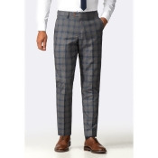 Marc Darcy Logan Grey Blue Check Trouser 38R Grey Marc Darcy Logan Grey Blue Check Trouser 38R Grey