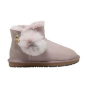 UGG Boots Women's Mini Pom Pom Diamante Button Sheepskin Pink UGG Boots Women's Mini Pom Pom Diamante Button Sheepskin Pink