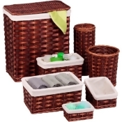 Honey-Can-Do 7-Piece Wicker Hamper and Bath Set - Chocolate Brown Honey-Can-Do 7-Piece Wicker Hamper and Bath Set - Chocolate Brown