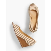 Royce Peep-toe Wedges - Corded Stripe - CAFE/IVORY - 10-1/2M - Talbots Royce Peep-toe Wedges - Corded Stripe - CAFE/IVORY - 10-1/2M - Talbots