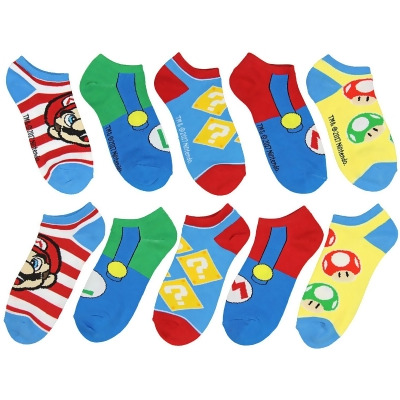 Super Mario Unisex Game Inspired 5 Pair Mix and Match Ankle Socks 