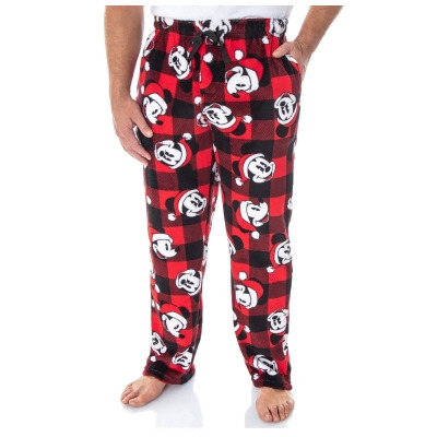 Disney Mickey Mouse Mens Plaid Minky Plush Fleece Pajama Pants 