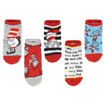 Dr. Seuss Socks Kids Cat In The Hat Thing 1 Thing 2 Ankle No Show Socks - 5 Pack 