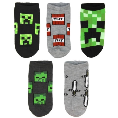Minecraft Kids Classic Heros And Monsters 5PK No Show Socks 