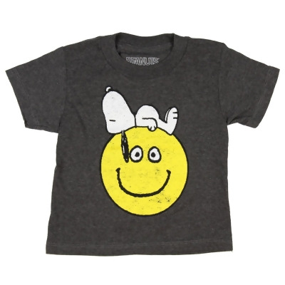 Peanuts Boys' Snoopy Laying On A Smiling Face Distressed Graphic T-Shirt 