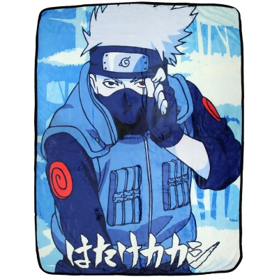 Naruto Shippuden Kakashi Hatake Japanese Script Super Plush Fleece Throw Blanket 