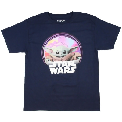 Star Wars Boy's The Mandalorian Baby Yoda Purple Sky Graphic T-shirt 
