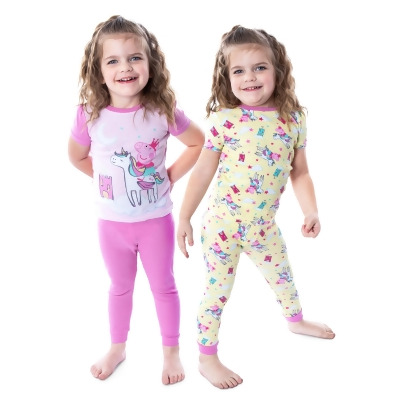 Peppa Pig Toddler Girls Princess Peppa On Unicorn 4 Piece Pajama Set 
