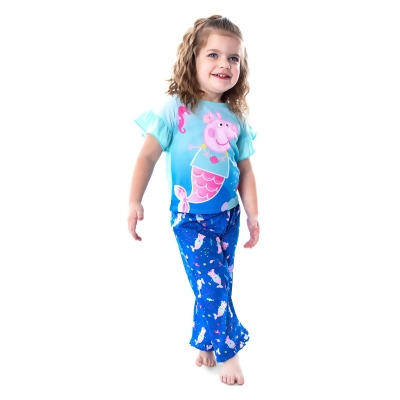 Peppa Pig Toddler Girls' Pajamas Mermaid Fun 2 Piece Sleepwear Set 