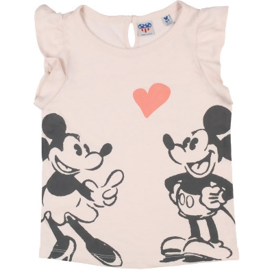 Disney Mickey and Minnie Classic Love Flutter Sleeve Girls' Toddler Shirt 