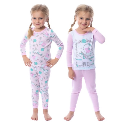 Peppa Pig Toddler Girls' Unicorn 4 Piece Long Sleeve Pajama Set Mix Match 