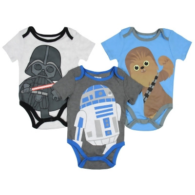 Star Wars Infant Baby Boys Darth Vader Chewbacca R2-D2 Onesie 3 Pack 