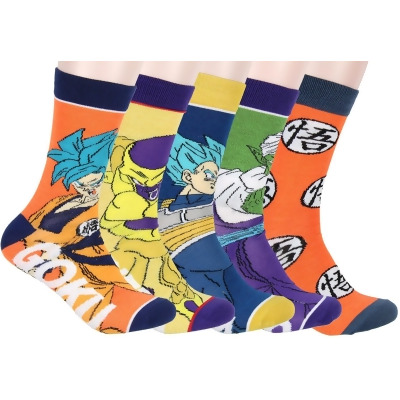 Dragon Ball Z Character Socks Goku Vegeta Frieza 5 Pack Adult Crew Socks 