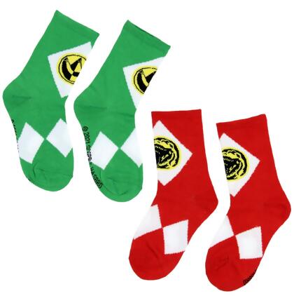 Mighty Morphin Power Rangers Boys' Socks 2 Pairs Kids Athletic Crew Socks 