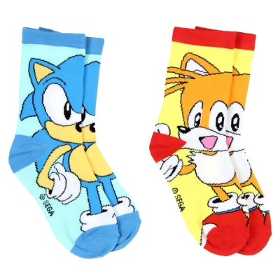Sega Sonic The Hedgehog Boys' Socks Tails And Sonic 2 Pairs Athletic Crew Socks 
