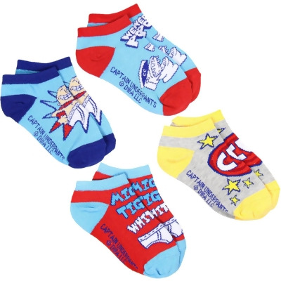 Captain Underpants Kids Comic Superhero Ankle No-Show Socks 4 Pair (10-4) 