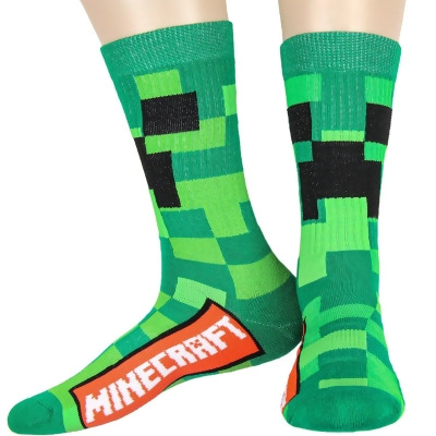 Minecraft Creeper Cubed Character Design Gaming Adult Crew Socks 