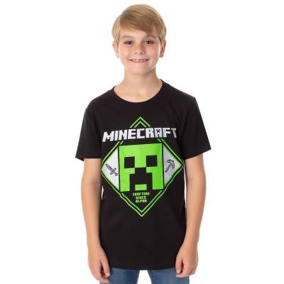 Minecraft Boys' Crafting Since Alpha Creeper Design Graphic Print T-Shirt 