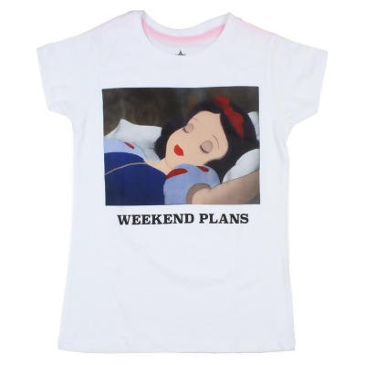 Disney Princess Girl's Snow White Sleeping Weekend Plans Graphic T-Shirt, X-Small 