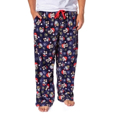 Disney Mickey Mouse Men's Santa Characters Minky Plush Fleece Pajama Pants 