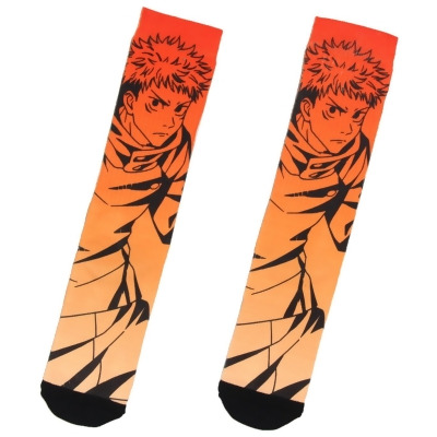 Jujutsu Kaisen Mens Anime Socks Yuji Itadori Character Sublimated Crew Socks 