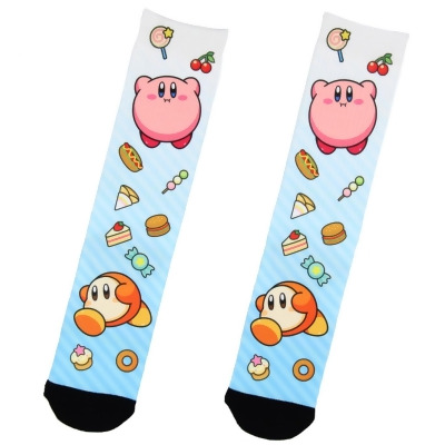 Bioworld Kirby Loves To Eat Gaming Design Sublimation Crew Socks 