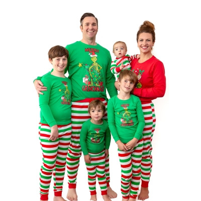 Dr. Seuss Grinch Merry Grinchmas! Matching Family Unisex Adult And Kids Pajama Set 