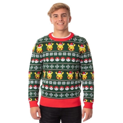 Pokemon Men's Santa Pikachu Holiday Fair Isle Ugly Christmas Sweater 